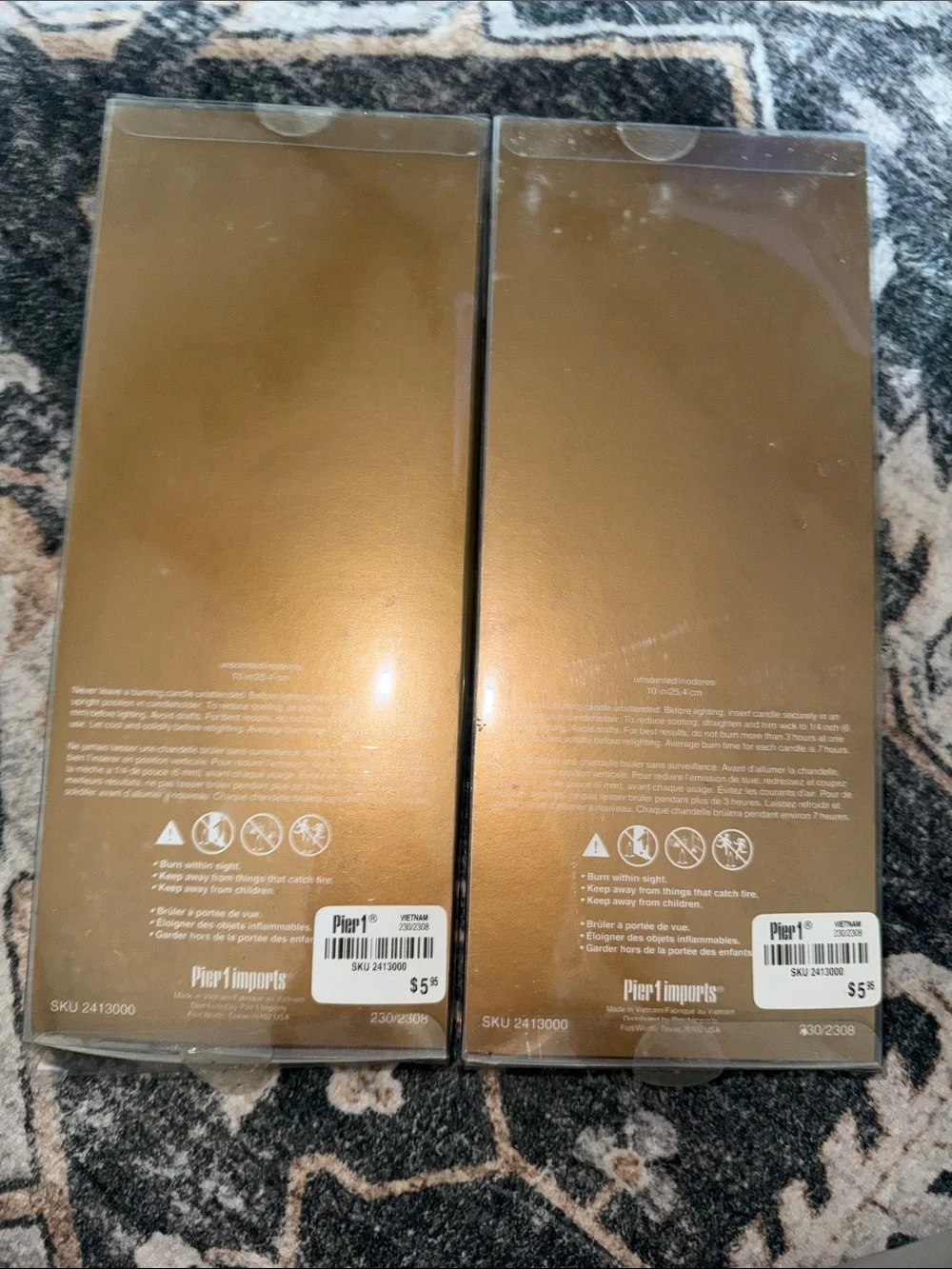 Pier 1 Gold Metallic Unscented Taper Candles - Set of 12
